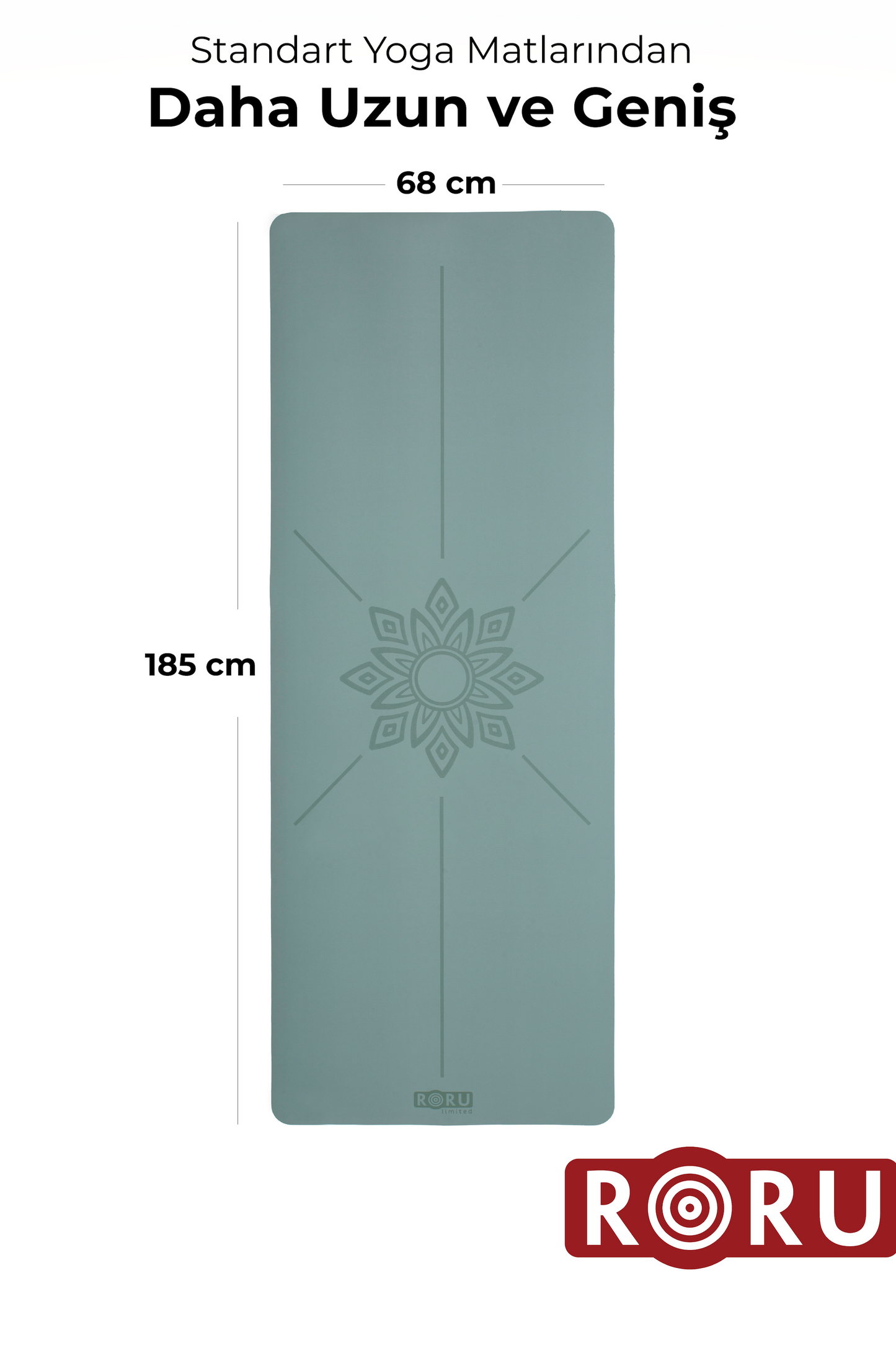 RORU Classic Sun Series Çiçek Desenli Profesyonel Yoga Matı 4 mm