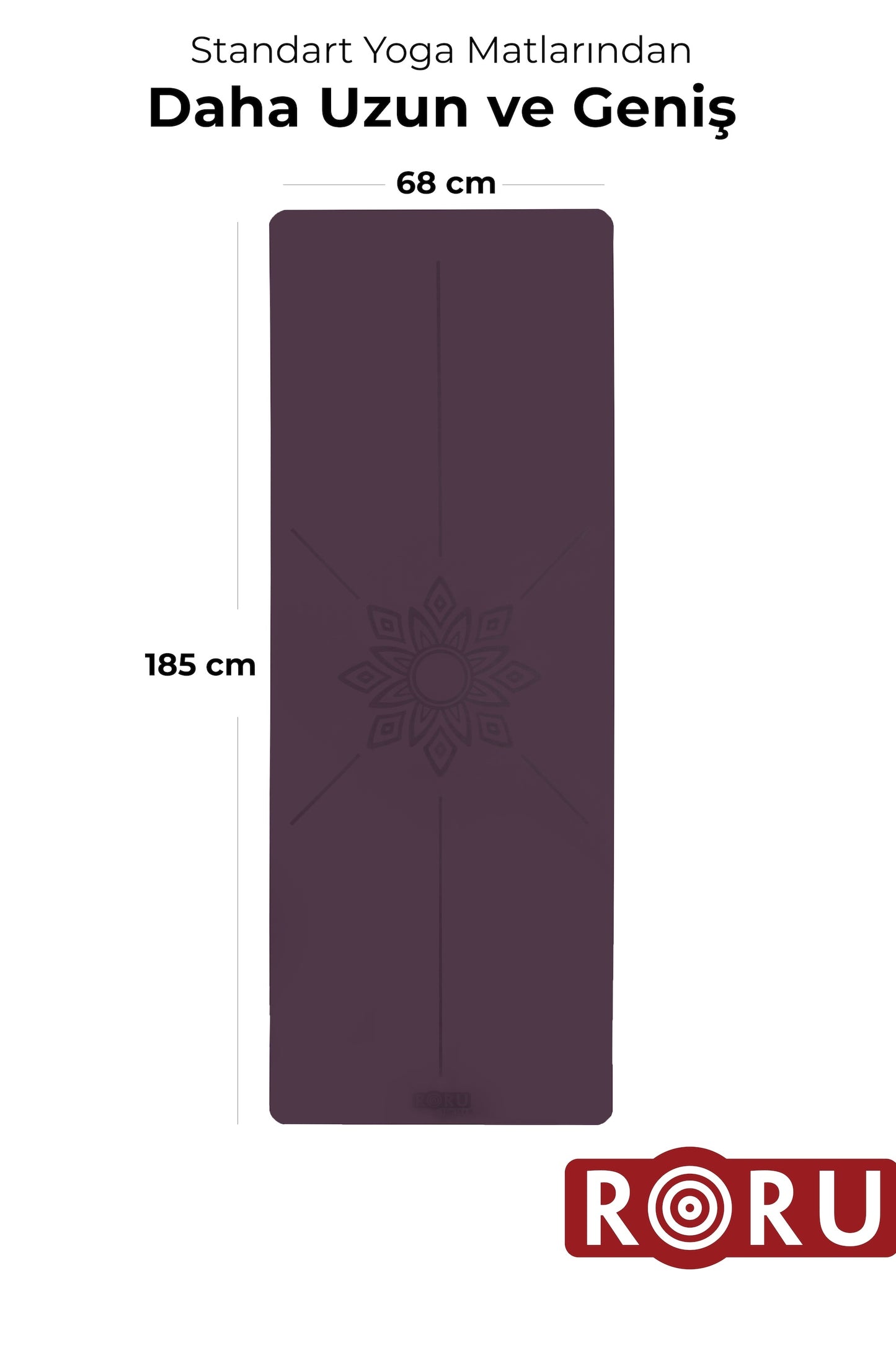 RORU Classic Sun Series Çiçek Desenli Profesyonel Yoga Matı 4 mm