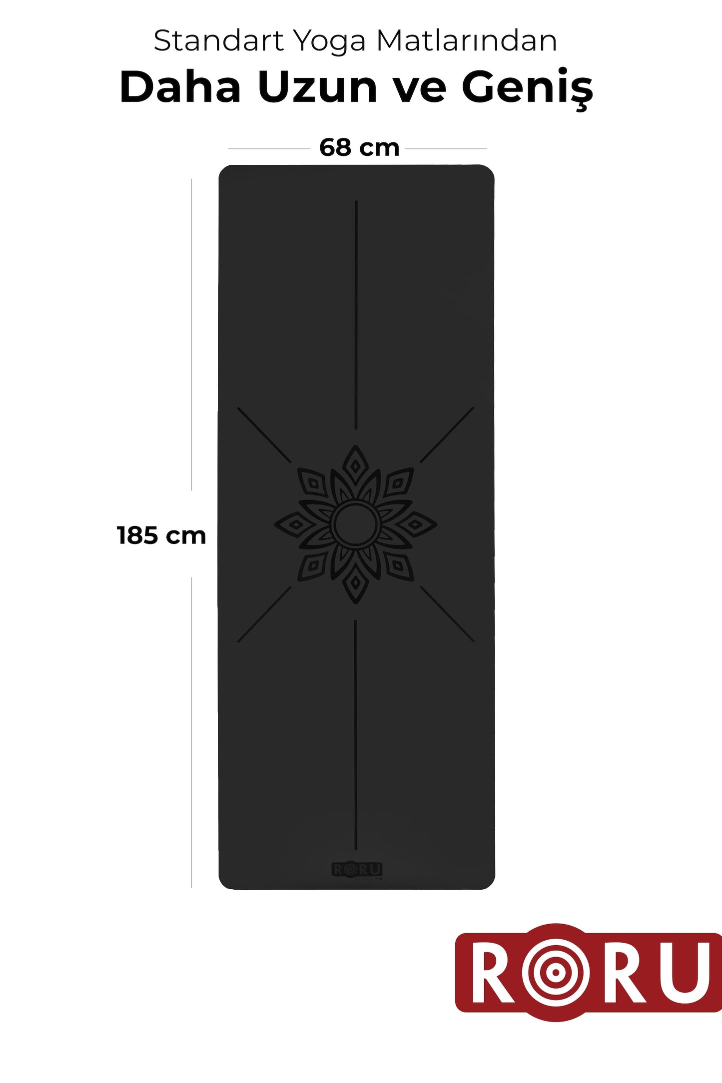 RORU Classic Sun Series Çiçek Desenli Profesyonel Yoga Matı 4 mm