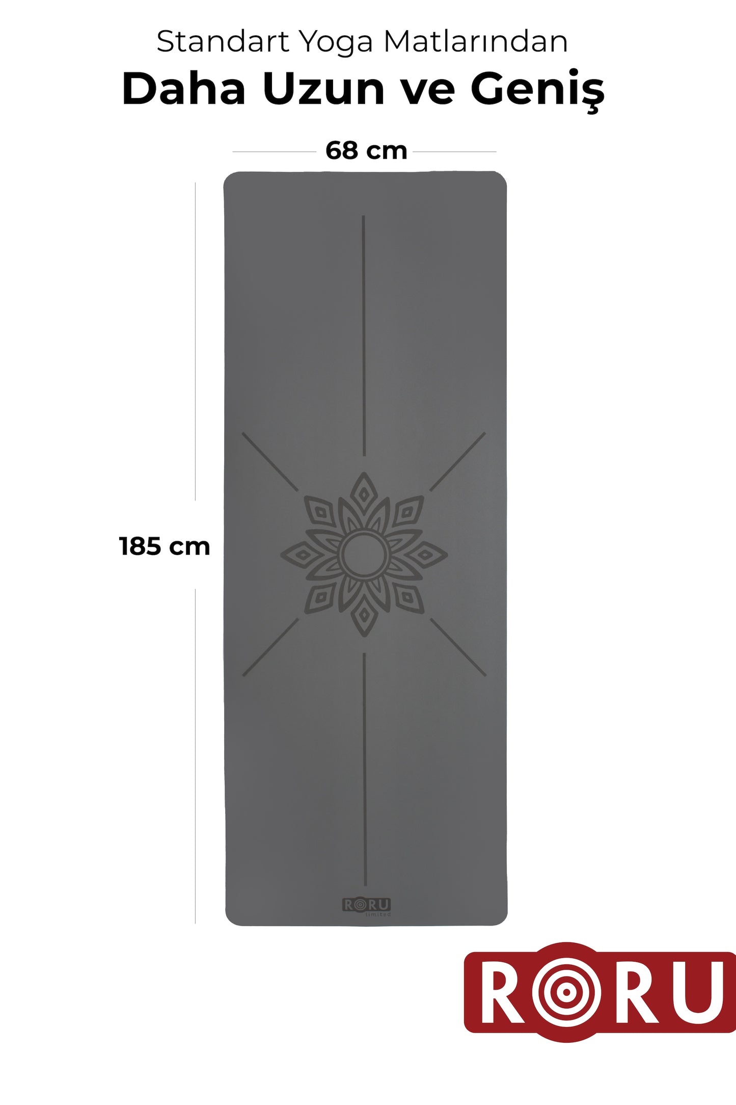 RORU Classic Sun Series Çiçek Desenli Profesyonel Yoga Matı 4 mm