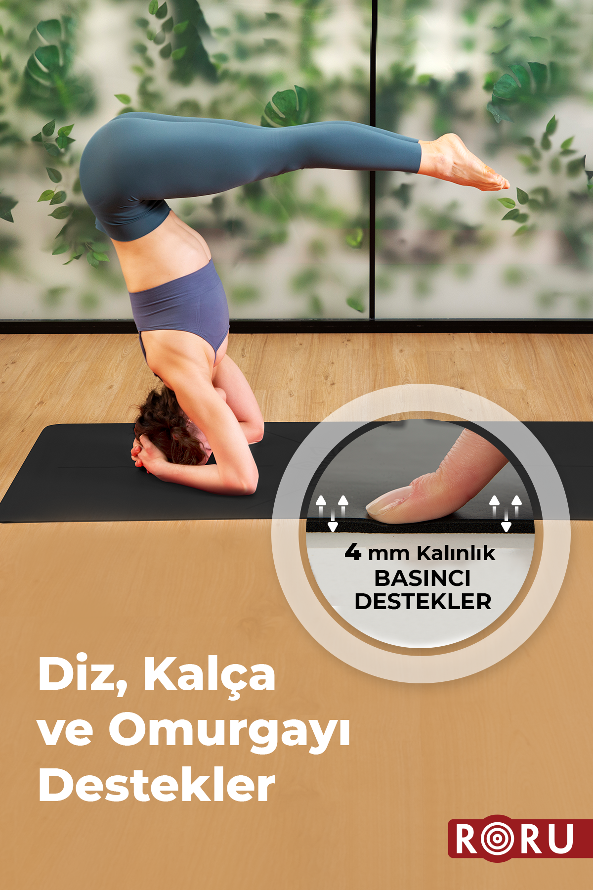 RORU Classic Sun Series Çiçek Desenli Profesyonel Yoga Matı 4 mm