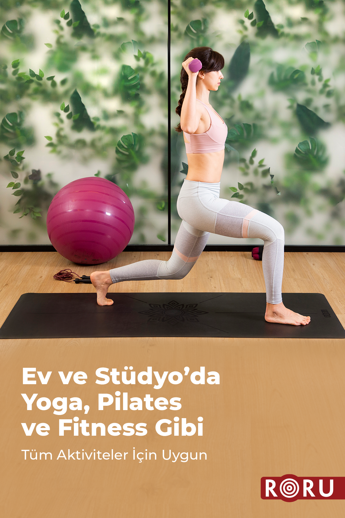 RORU Classic Sun Series Çiçek Desenli Profesyonel Yoga Matı 4 mm