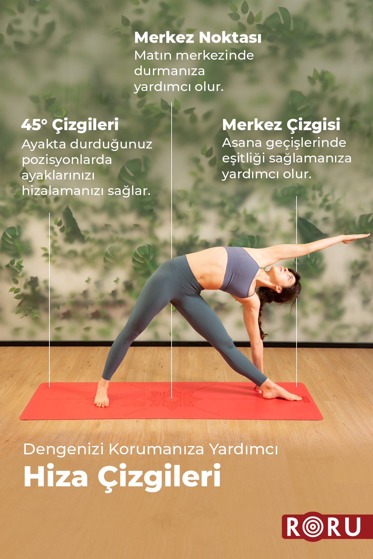 RORU Classic Sun Series Çiçek Desenli Profesyonel Yoga Matı 4 mm