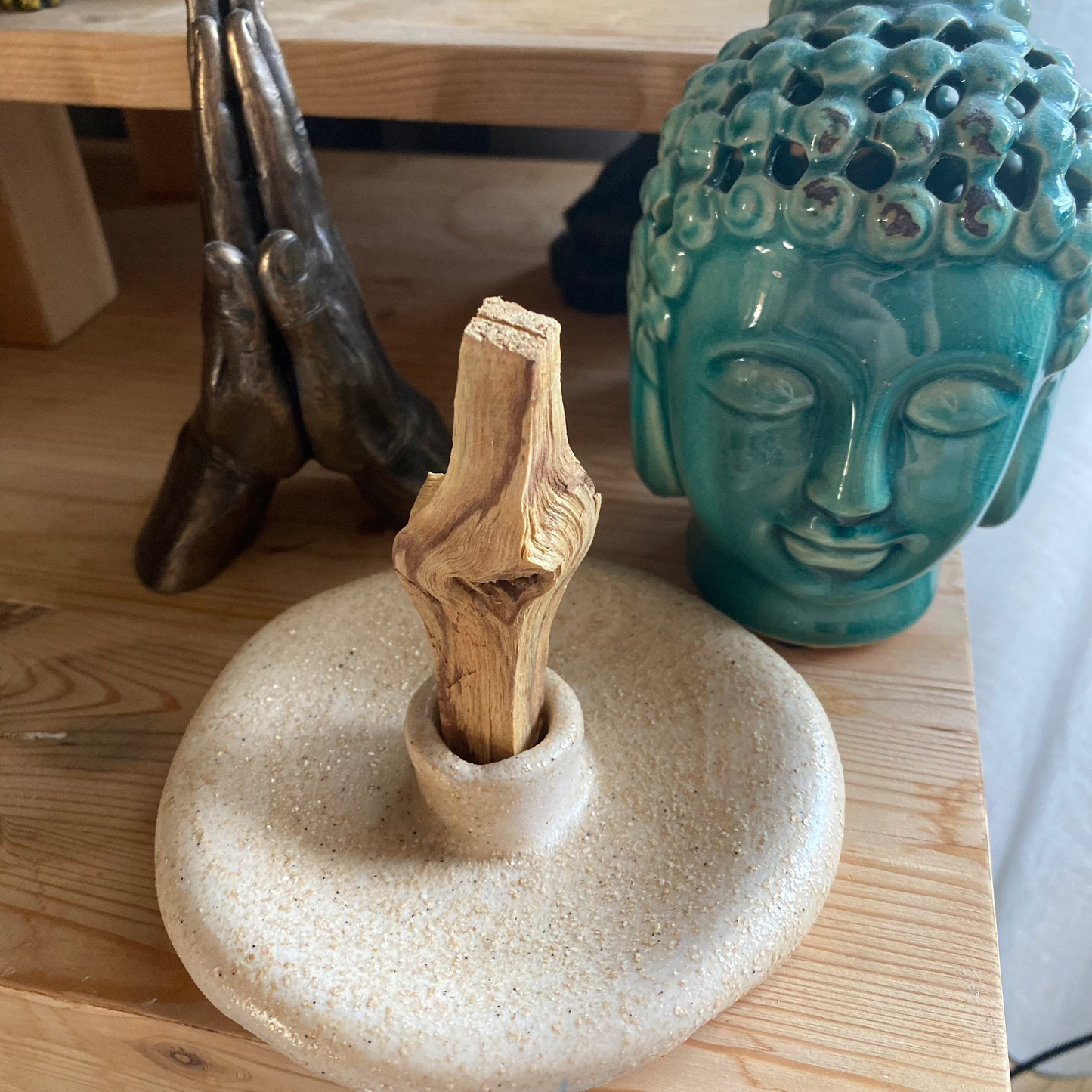 El Yapımı Seramik Palo Santo Tütsülük + Palo Santo 1 Adet Hediye