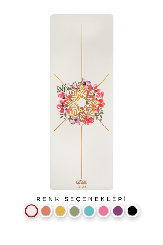 RORU Classic Sun Series Çiçek Desenli Profesyonel Yoga Matı 5 mm - Limited Edition